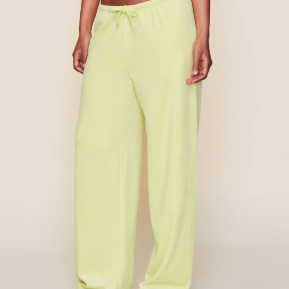 Danielle Guizio Lemon Yellow Wide-Leg Lounge Pants